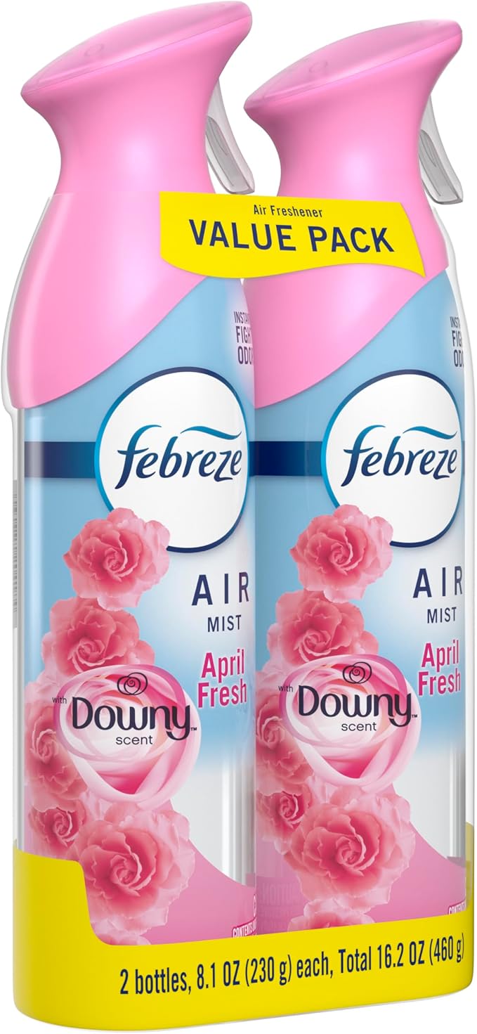 Febreze Air Mist, Air Freshener Spray, Odor Fighting Room Spray, Deodorizer for Home Bathroom Kitchen Office Apartment Dorm Room Classroom, Downy April Fresh Scent, 8.1oz (Pack of 2)