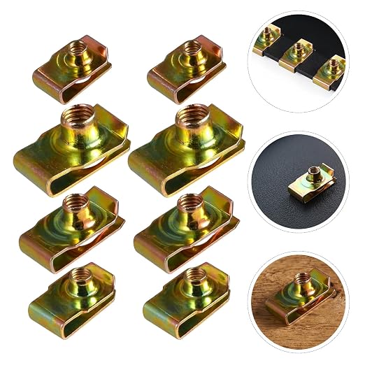Amosfun U Clip Nut Smooth Finish and Precision-Polished Edges 80pcs Stainless Steel Wear-Resistant Threaded U-Shaped Retaining Clips for Car Dashboard and Trim for Auto Interior Panel