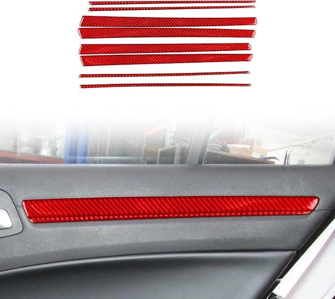 Car Trim Stickers Fit for Chrysler 300 2011-2023 Real Carbon Fiber | for 300C 300S Limited Touring Base 2011-2013|Door Panel Decorative Strips Decals|Thick Overlay|Anti-scratch|Red