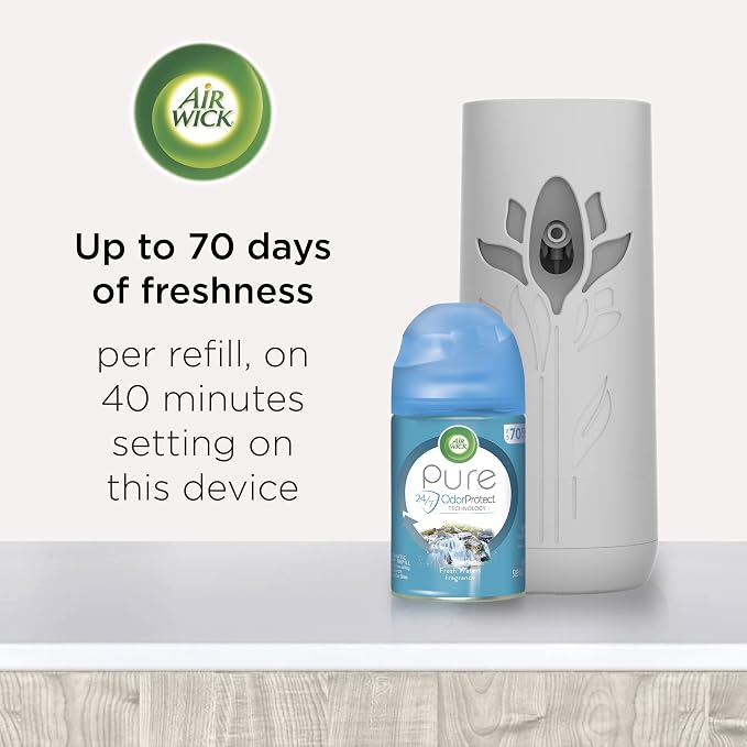 Air Wick Automatic Air Freshener Spray Refill, 1ct, Fresh Linen, Odor Neutralization, Essential Oils (Pack of 4)