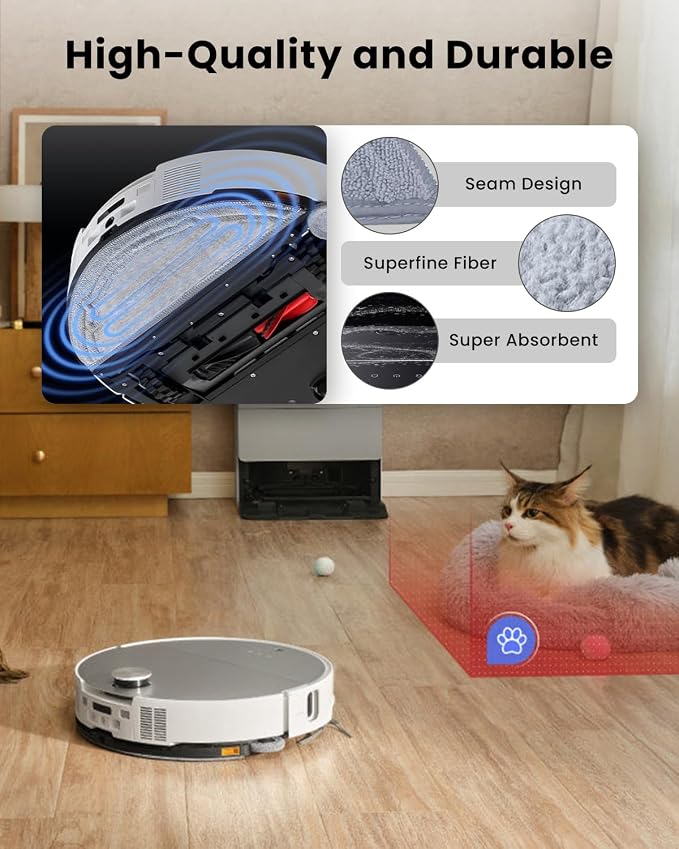 4Pack Washable Cloth Mop Pads for Roborock Saros 10/G30 Robot Vacuum, Replacement Parts Washing Mopping Pad Replacement Mop Pads for Efficient Home Cleaning