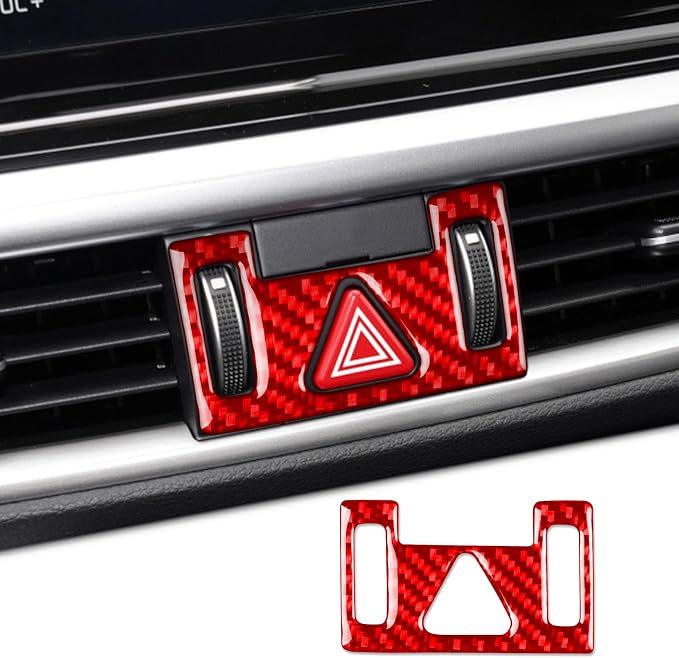 Red Real Carbon Fiber Trim for KIA Forte K3 Accessories | for 2019 2020 2021 2022 2023 2024 Hazard Light Cover Sticker Interior Thick Overlay Decal