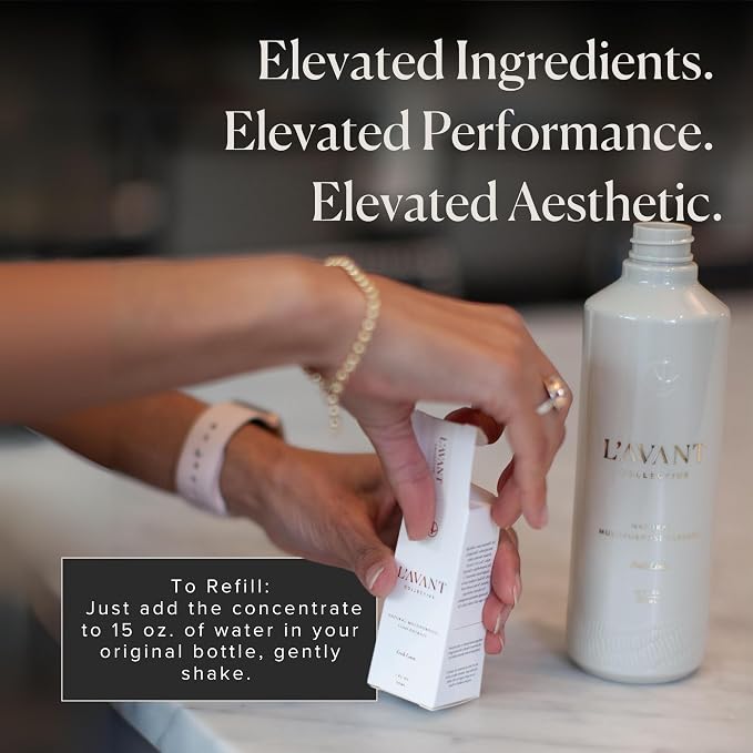 L'AVANT Collective Luxury Multipurpose Surface Cleaner Concentrate | All Purpose Cleaning Spray Refill, Plant-Based & Non-Toxic | Makes 16 Fl Oz, EPA Safer Choice | 1 Fl Oz | Fresh Linen