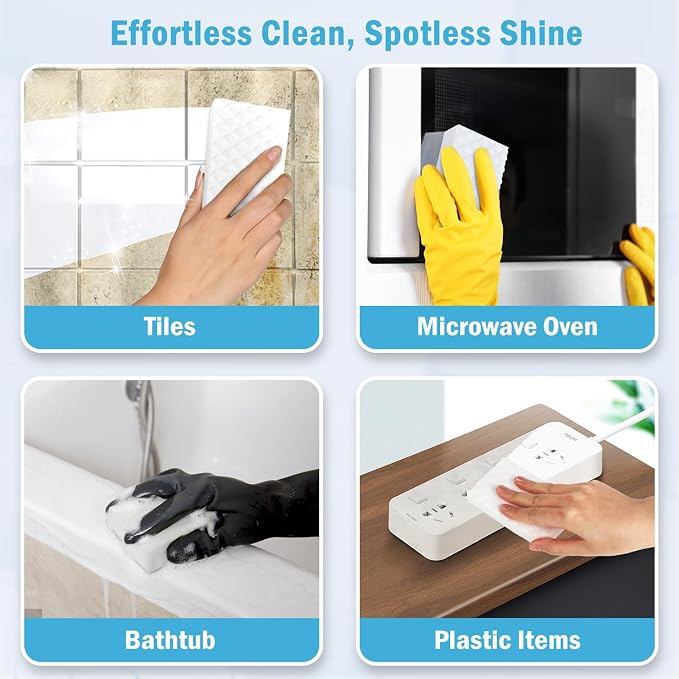 AIDEA Magic Sponges Cleaning Eraser, 2X Density Stronger Sponge for Household, Powerful Scrubber Foam Pads, Multi-Surface Cleaning Supplies for Kitchen, Furniture, Bathroom, Sink, Wall, 96 Pads