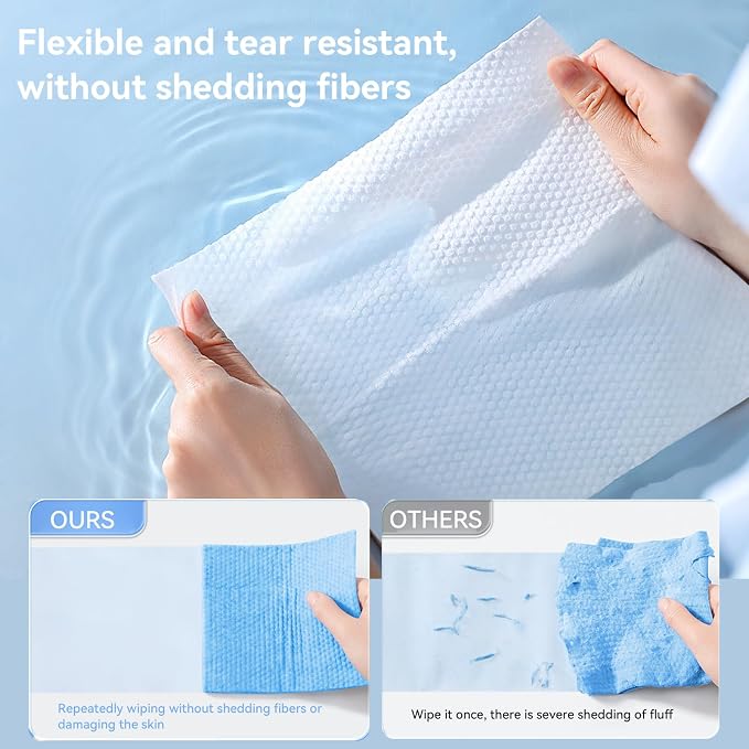 Disposable Face Towels 80 Count, 100% Pure Cotton Soft Facial Tissues, Lint-Free Wet Dry Use Face Cloths, Dual Texture Makeup Remover Wipes for Sensitive Skin, Baby Care & Household Daily Use