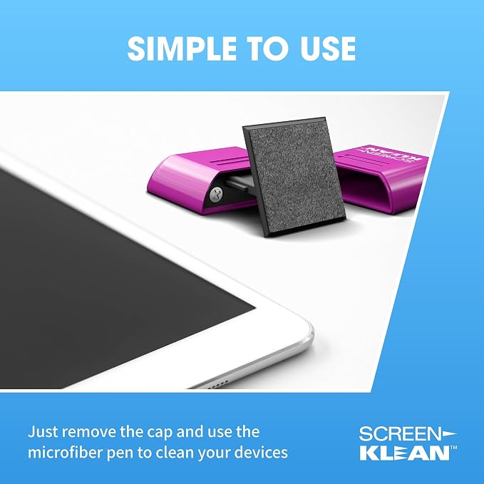ScreenKlean Tablet Screen Cleaner - Compatible with iPad, Android & Amazon Tablet - with Carbon Microfiber Tech-Injected Purple-1 Count (Pack of 1)