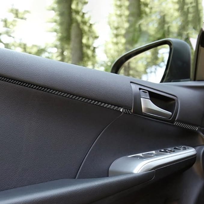 Real Carbon Fiber Trim for Toyota Camry Accessories | for 2012 2013 2014 Front Door Inner Decoration Panel Strip Sticker Interior Thick Overlay Decal 6PCs