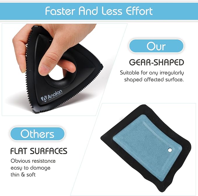 Analan Mini Pet Hair Remover for Car Detailing Dog Hair Tool Brush(Red) | Deep Cleaning, Reusable Rubber, Gentle on Fabrics, Triangle Design For Car Interiors, Couch, Rugs, Carpet, Mats & Furniture
