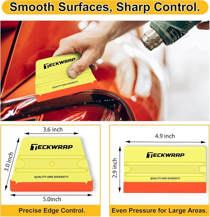 TECKWRAP Felt Squeegee for Vinyl Car Wrap Window Tint - 4PCS, Soft Yellow | Felt Edge Vinyl Squeegee, Scratch-Free Tool for PPF, Decal, Inkjet Sticker Paper & Wallpaper DIY Projects