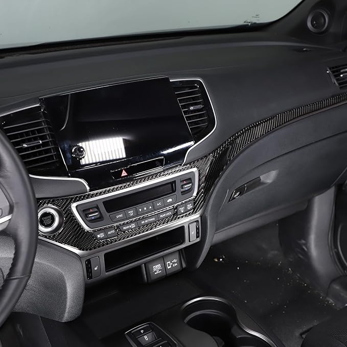 Black Carbon Fiber Interior Decoration Trim Kits, Center Console Trim Cover Sets for Honda Pilot 2016-2022, Center Consoles Cover Decals Protector