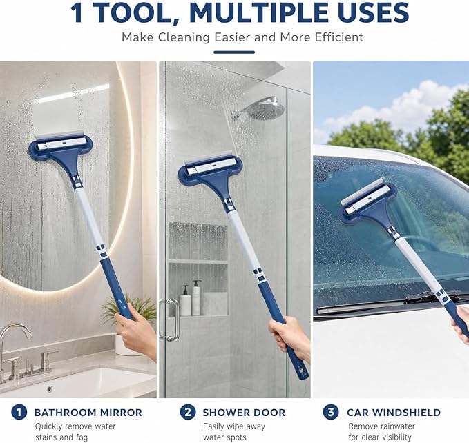 Window Screen Cleaning Brush, 2026 Upgraded 3 in 1 Mesh Cleaner Brush, Window Screen Cleaner Tool with Squeegee, Multifunctional Screen Brush, Double Sided Wet & Dry Dual Use (Blue )