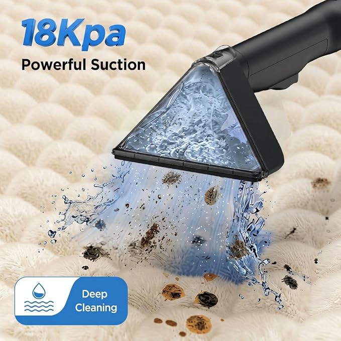 18Kpa Portable Carpet Cleaner Machine for Cars, Pets, Spot, Rug, Couch | 54+42 Oz Water Tank Upholstery Cleaner, 600W Motor with Self-Cleaning Tool and 3pcs Versatile Stain Tools