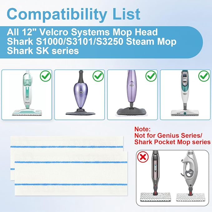 Flammi Semi-Disposable Microfiber Mop Pads Compatible with Shark S1000 S1000A S3250 S3251 S3101 SK410 SK435CO SK460 SK140 SK141, 30 Pack