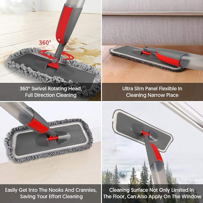 Spray Mops for Hardwood Floors Cleaning: MEXERRIS Falt Mop with 3 Microfiber Pads for Swiffer Powermop - Wet Dust Floor Mop with Sprayer Home Commercial Mops for Wood Laminate Wood Tile Vinyl