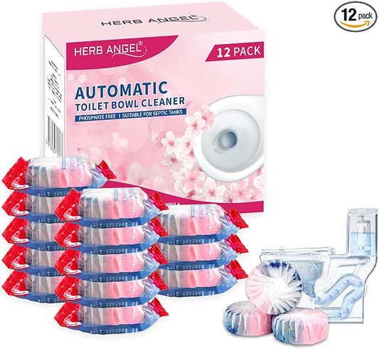 Toilet Bowl Cleaner Tablets with Dual Scent, Long Lasting Toilet Bowl Cleaner Tablets with Sustained-Release Technology, Septic Safe Toilet Bowl Cleaner Tabs for Deodorizing & Descaling,12pcs