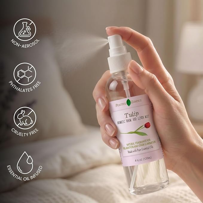 Tulip Linen & Room Spray, Natural Aromatic Bathroom Spray Made with Pure Essential Oils, Home Fragrance for Relaxation and Odor