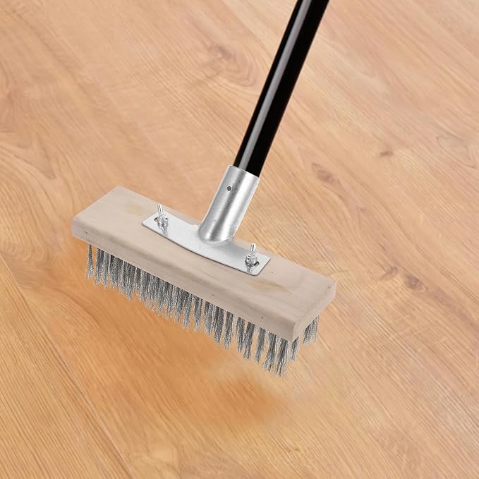 ABOOFAN Stainless Steel Wire Scrubber Brush 20cm Heavy-Duty Metal Floor Cleaning Brush Moss Remover for Outdoor Deck Patio Concrete Surfaces