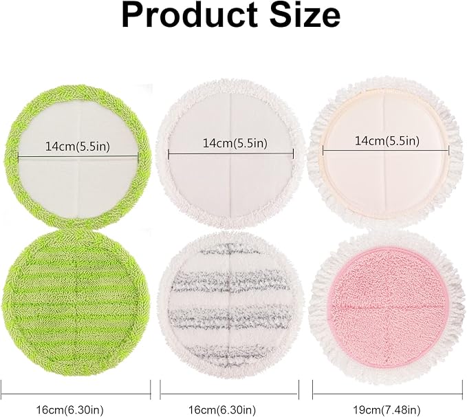 Electric Mop Pads, 6.3in Spin Mop Pads for Most Cordless Electric Spin Mop, Round Mop Replacement Pads for Floor Cleaning(8 Pack)
