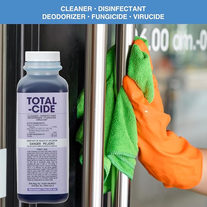 ForPro Total-Cide Disinfectant Solution, 2X Concentrated Formula, Hospital Grade Sanitizer & All Purpose Cleaner, 16 Fl Oz