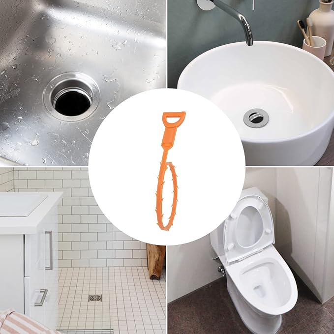 Amazon Basics Flexible Drain Clog Remover Snake Tool for Hair and Debris, Unclog Toilet, Sink, Shower, Bathtub, Sewer, 19.6-Inch, 12 Pack