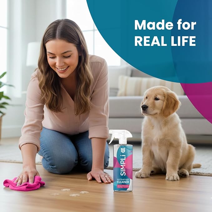 SIMPLi All Purpose Cleaner Starter Kit – Multipurpose Cleaner Concentrate Refill 8.45 fl oz Makes 85 fl oz + Reusable Spray Bottle 17 fl oz – Surface Cleaner for Kitchen, Bathroom, Glass, Floor