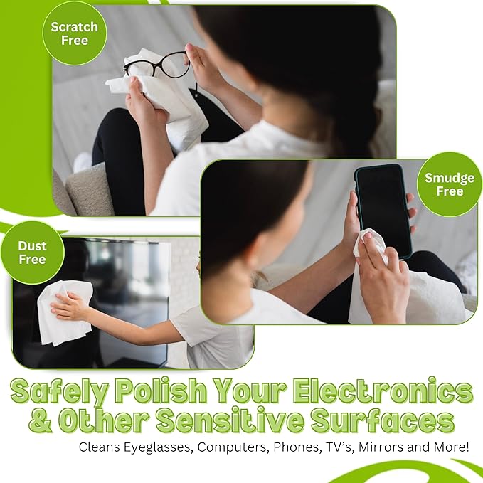 The White Green Cloth 10-Pack Reusable Cleaning Cloths for Streak-Free Windows, Mirrors & All-Purpose Cleaning – Chemical-Free, Absorbent, Non-Abrasive, 16" x 16" White Cleaning Rags, Made in The USA
