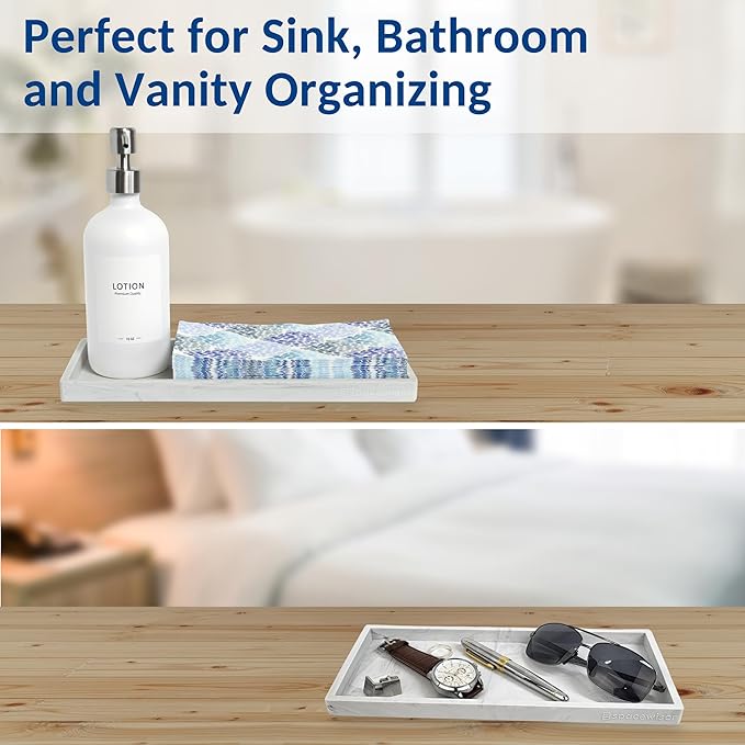 Spacewiser Countertop and Vanity Tray - 11.7" Silicone Bathroom Counter Tray, Dish Soap Trays for Kitchen Counter, Sink Organizer Accessories Caddy, Toilet Laundry Shower Makeup Mat Oil Holder Coffee