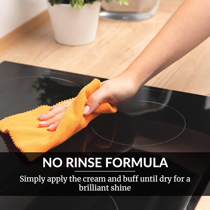 HOPE'S Cooktop Cleaning Cream, Fast Acting, No-Rinse Cooktop Cleaner for Glass Top Stoves, Polishes and Removes Burnt-on Stains Easily on Glass Ceramic Cooktops, 8 Fl Oz, Pack of 2