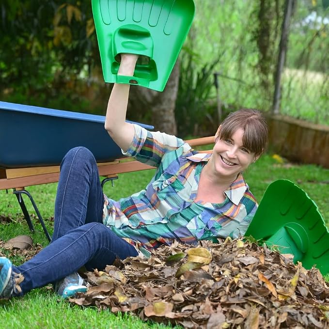 GARDEASE Leaf Scoops, Ergonomic Large Hand Held Rakes for Yard (1 Pair) | Closed-claw design scoops leaves and grass fast, wet or dry. Also great for mulch, compost, fruit picking and pet cleanup.