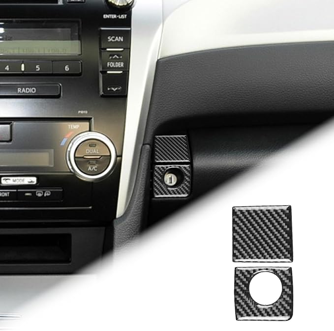 Real Carbon Fiber Trim for Toyota Camry Accessories | for 2012 2013 2014 Co-Pilot Storage Box Stitch Frame Sticker Interior Thick Overlay Decal