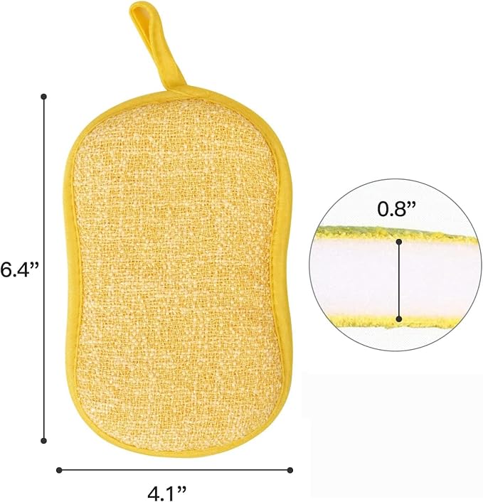 Multipurpose Kitchen Scrub Sponges, Heavy Duty Cleaning Non-Scratch Scrub Sponge, Reusable Microfiber Sponge for Household Cleaning, Six Color Packaging (6pcs)