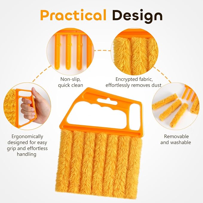 2 Pcs Blind Cleaner Duster Tool,Blind Dusters for Cleaning,Cleaning Brush,7 Finger Dusting Cleaner Tool for Window & Air Conditioner,Window Blinds Cleaner Microfiber Washable