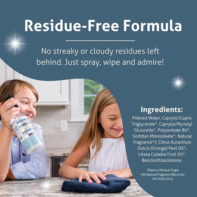 Therapy Granite & Stone Cleaner and Polish, pH Neutral, Marble & Quartz | Includes microfiber cloth. Safe for granite, marble, quartz, soapstone, slate, limestone, corian & laminate. Two 16oz