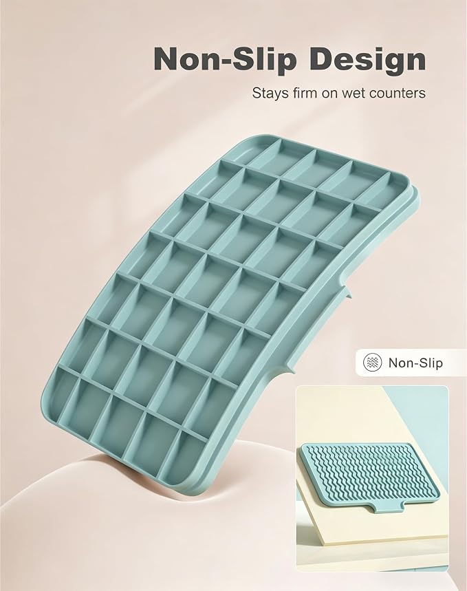 Rnivvi Silicone Dish Drying Mat for Kitchen Counter, 16 x 12" Drainer Pad with Drainage Spout, Non-Slip Countertop Protector Heat Resistant Trivet, Dish Rack Mat for for Sink Dishes, Shadow Green