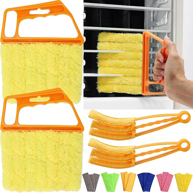 Window Blind Cleaner Duster Set, Washable Dusting Cleaner Air Vent Cleaning Brush Tools (Orange)