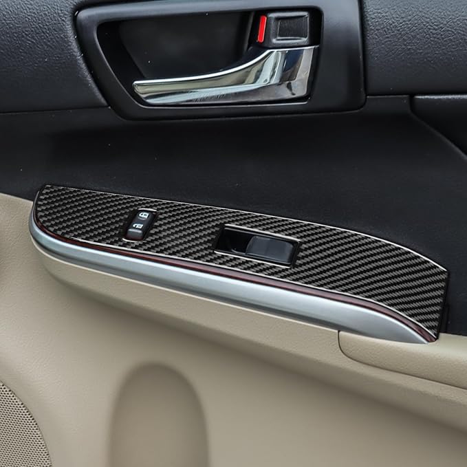 Real Carbon Fiber Trim for Toyota Camry Accessories | for 2012 2013 2014 Door Glass Lifting Control Panel Window Switch Panel Sticker Interior Thick Overlay Decal 2PCs