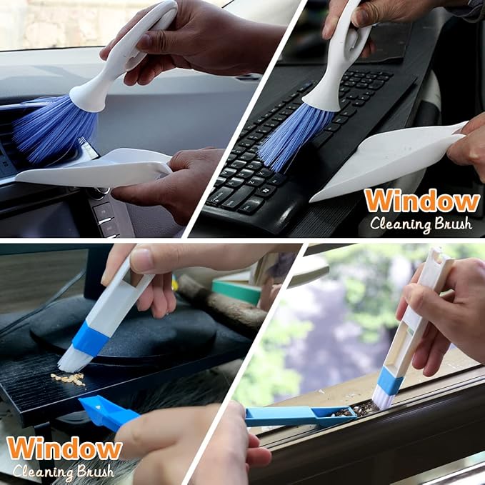 10 Pcs Venetian Window Blind Cleaner Duster Tool Set, Mini Blind Cleaner Duster Brush, Hand Held Air Conditioner Shutters Duster, Dirt Cleaner for Blind, Fan, Air Conditioner, Window Groove Gap(Green)