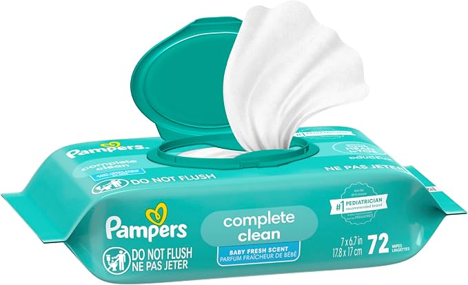 Pampers Baby Wipes, Complete Clean Baby Fresh Scented Wipe, Gently Cleans Head to Toe, 72 Total (1 Flip-Top Packs) (Pack of 8)