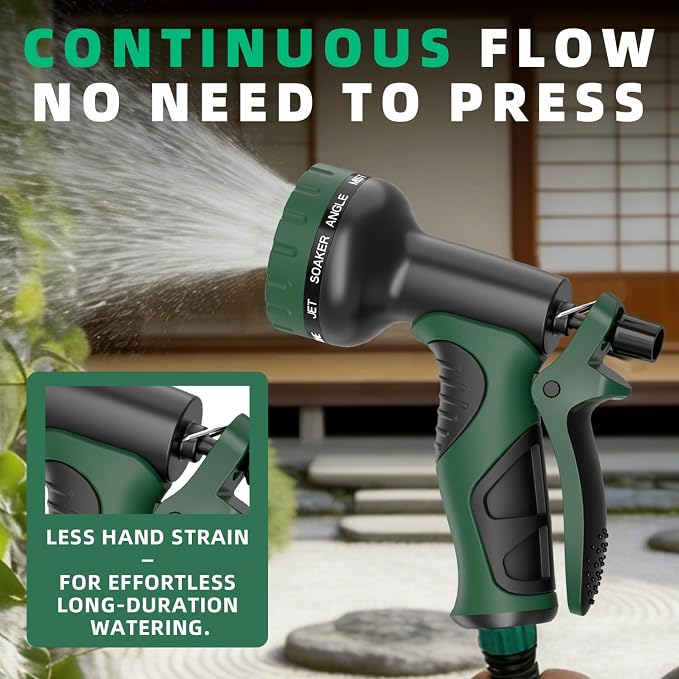 Besiter Garden Water Hose Nozzle, Water Spray Nozzle with 10 Spray Modes Suitable for Watering Plants, Iawns and Gardens, Car Washing, Cleaning, Showering Pets and Outdoor Fun, Green