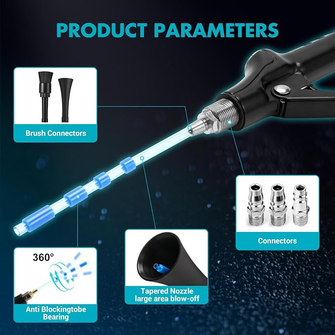 Car Cleaning Gun Detailing Interior Dryer Air Blow Gun Car Detailing Tools for | Mini Potent High Pressure Blower Gun Car Detailing Kit Interior Cleaner,Car Quickly Blasts Dirt and Dust Works with Air
