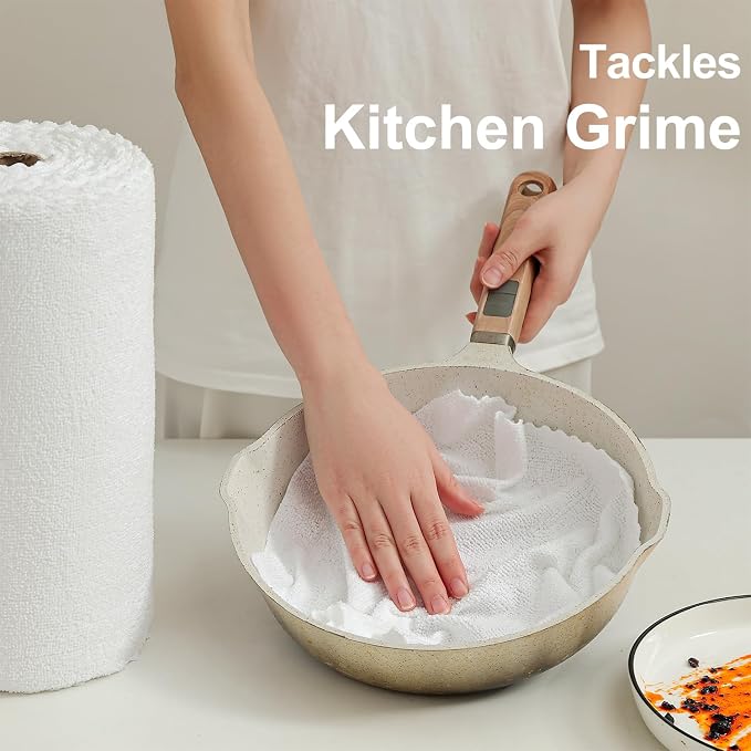 80 Pack Microfiber Cleaning Cloth Roll White Reusable Paper Towels 12"x12" Tear Away Cloth, Microfiber Towels for Cars, Wash Cloths, Lint Free Rags for House, Kitchen,Window,Cleaning Supplies