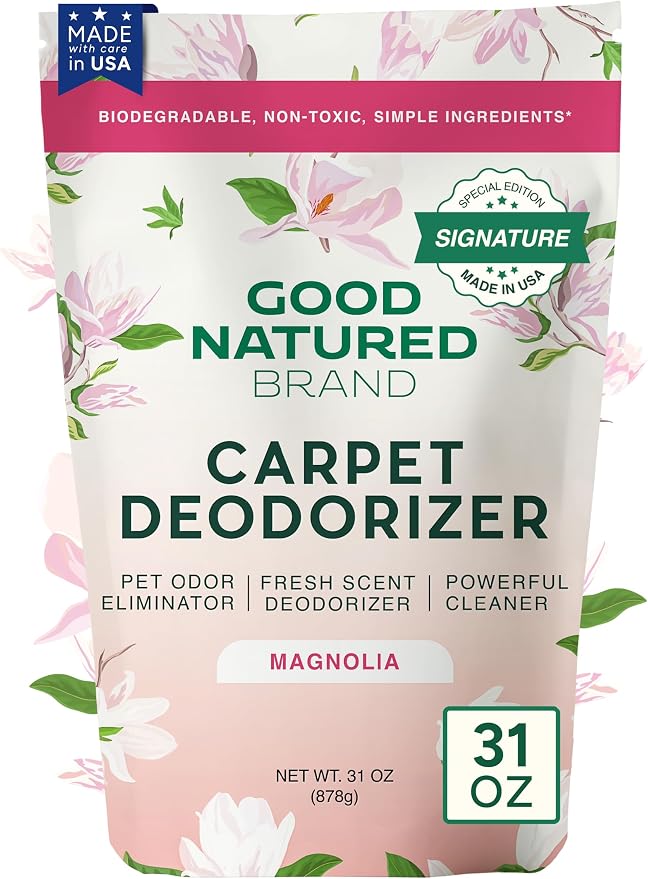 Good Natured Brand | Carpet Freshener & Deodorizer Powder | 31 oz Pet Odor Eliminator for Strong Odor & Pet Urine | Fresh Natural Magnolia Scent | Safe for Homes with Pets