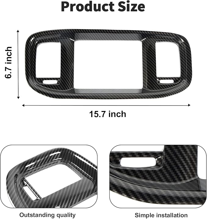 JWWY Charger Center Consoles Dash Board Trim Dashboard DVD Navigation Screen Frame Instrument Cover Trim for 2015-2024+Dodge Charger Interior Accessories Carbon Fiber