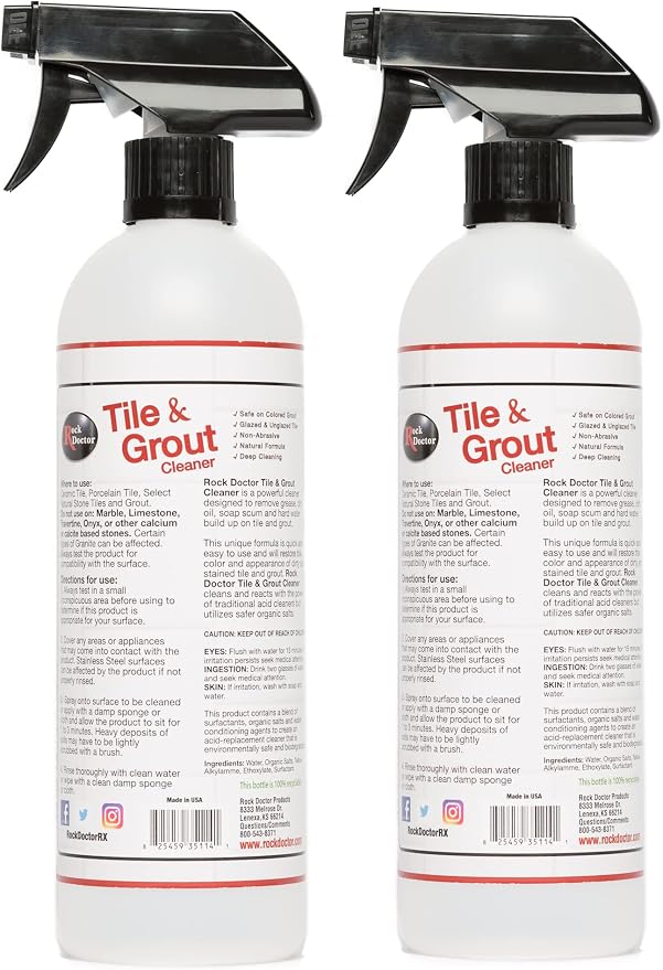 Rock Doctor Tile and Grout 24oz.Rock Doctor Natural Tile and Grout Cleaner, Remove Stains Dirt, Oil, and Soap Scum, Heavy Duty Non-Abrasive Tile Cleaner, Natural Formula, Pack of 2 2/pack