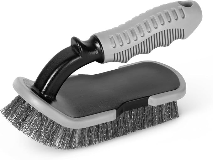 DecorRack 2 Heavy-Duty Cleaning Brushes, Ergonomic Handle, Gray