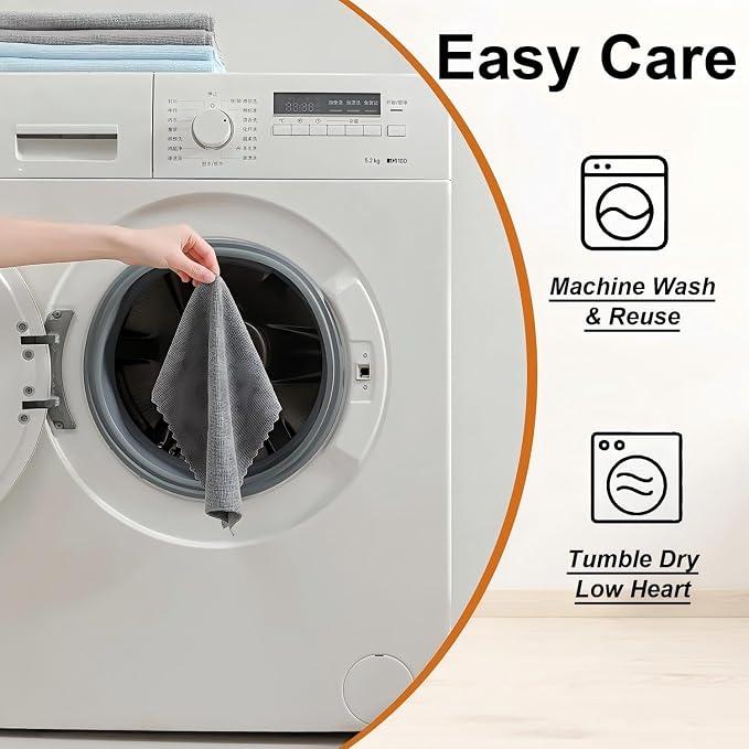 80 Pack Microfiber Cleaning Cloth Roll,Lint Free Rags & Tear Away Reusable Towels Washable Scratch,Ultra Absorbent Dish Rags(12" x 12") for Car Kitchen Home Garage-Dark Gray