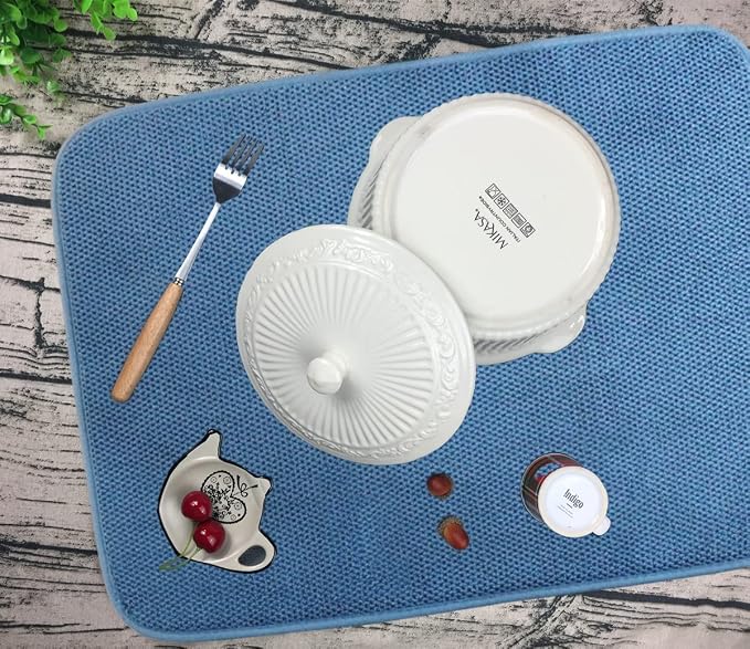 3 Pack Dish Drying Mat,Absorbent Microfiber Dishes Drainer Mats for Kitchen Counter Large Size 20 X 15 Inch,Dish Drying Pad(Beige/Grey/Blue)