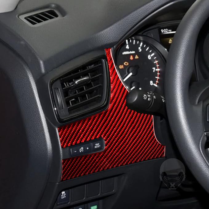 Red Real Carbon Fiber Trim for Nissan Rogue Accessories | for 2014-2020 / Rogue Sport 2017-2022 Headlight Switch Panel Cover Sticker Interior Thick Overlay Decal