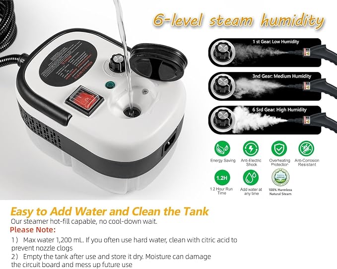 Foandbevi 7 in 1 Steam Cleaner 2500W High Pressure Steamer for Cleaning, Car Steamer Handheld Steam Cleaner for Home Use, Hardwood Floor Steam Cleaner for Upholstery, Kitchen, Bathroom, Grout