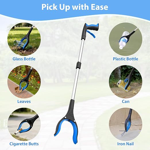 8 Pack 32 Inch Grabber Reacher Tool, Trash Grabbers, Trash Pickers | Heavy duty grabber tool and trash picker upper grabber for adults, seniors, schools, facilities and cleanup crews.